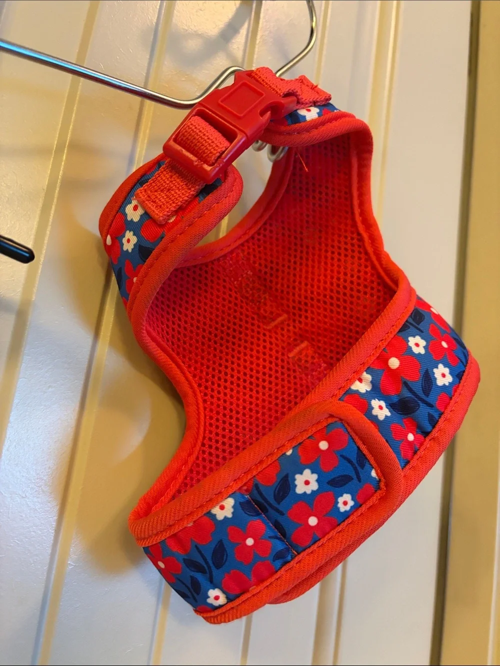 Floral Red & Blue Dog Harness with D-Ring